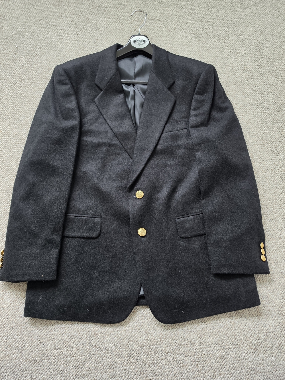 Classic Black Men's Blazer with Gold Buttons